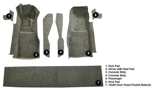 1981-1982 Chevrolet Corvette Front with Console Strips Kick Panels and Door Panels Flooring [Front]