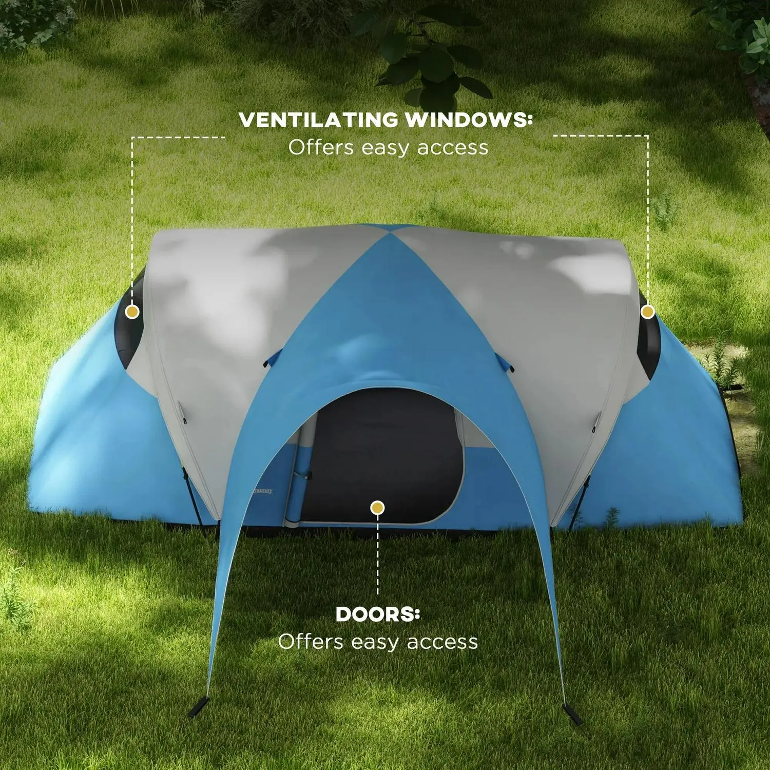 3000mm Multi-buy offer Family Worldwide delivery Tent Groundsheet, Man, Outsunny 5-6 Camping Waterproof Porch Portable Blue Bag, Sewn And For With