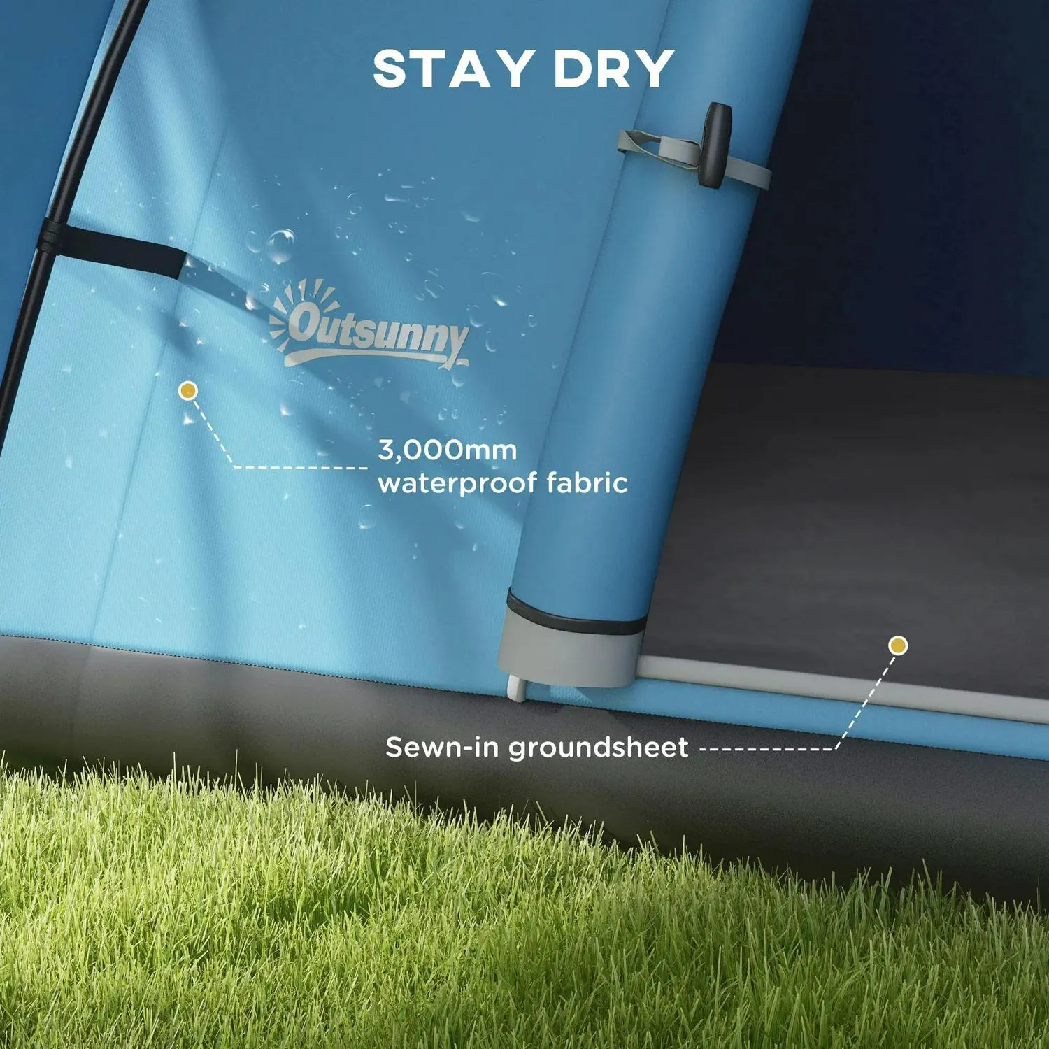 3000mm Multi-buy offer Family Worldwide delivery Tent Groundsheet, Man, Outsunny 5-6 Camping Waterproof Porch Portable Blue Bag, Sewn And For With