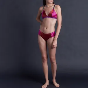 Adele Soft Bralette in Ruby, Rubellite & Pink Tourmaline Stretch Silk Charmeuse