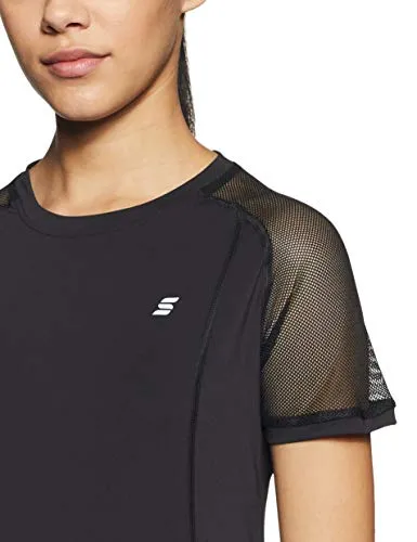 Amazon Brand - Symactive Women's Solid Regular Fit T-Shirt (AW19-TS-02-A_Jet Black XS)