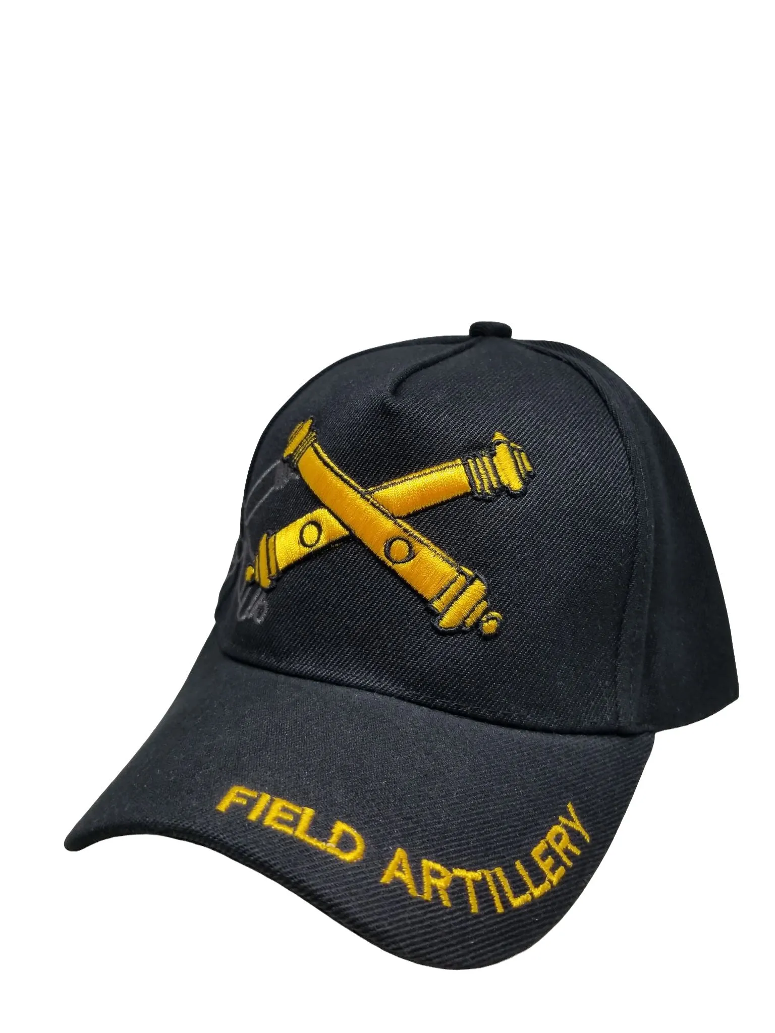 ARMY Field Artillery Hat Baseball Cap Black and Gold with Logo Emblem Mens Headwear