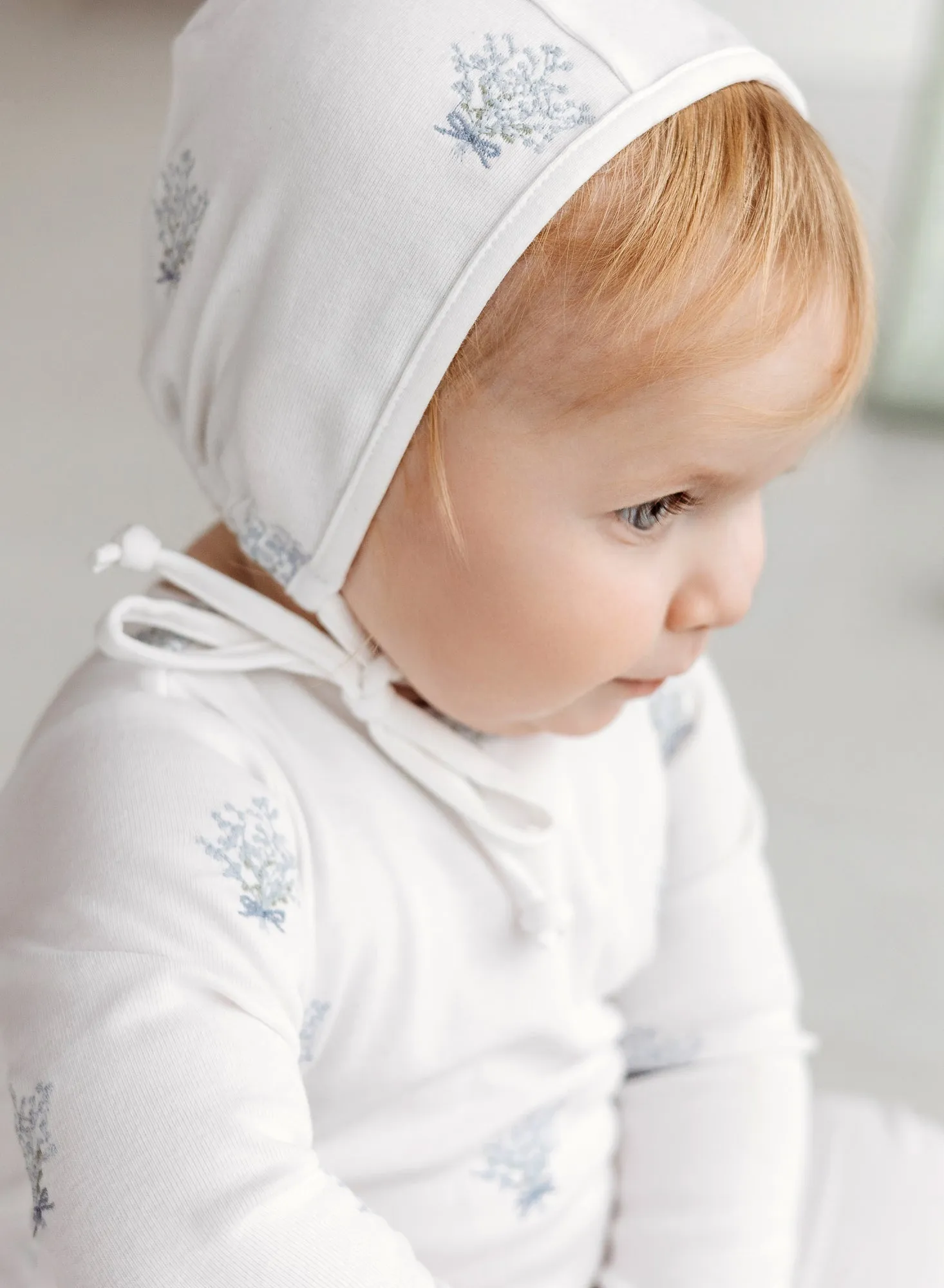 Baby's Breath Light Blue Footie   Bonnet by Citrine