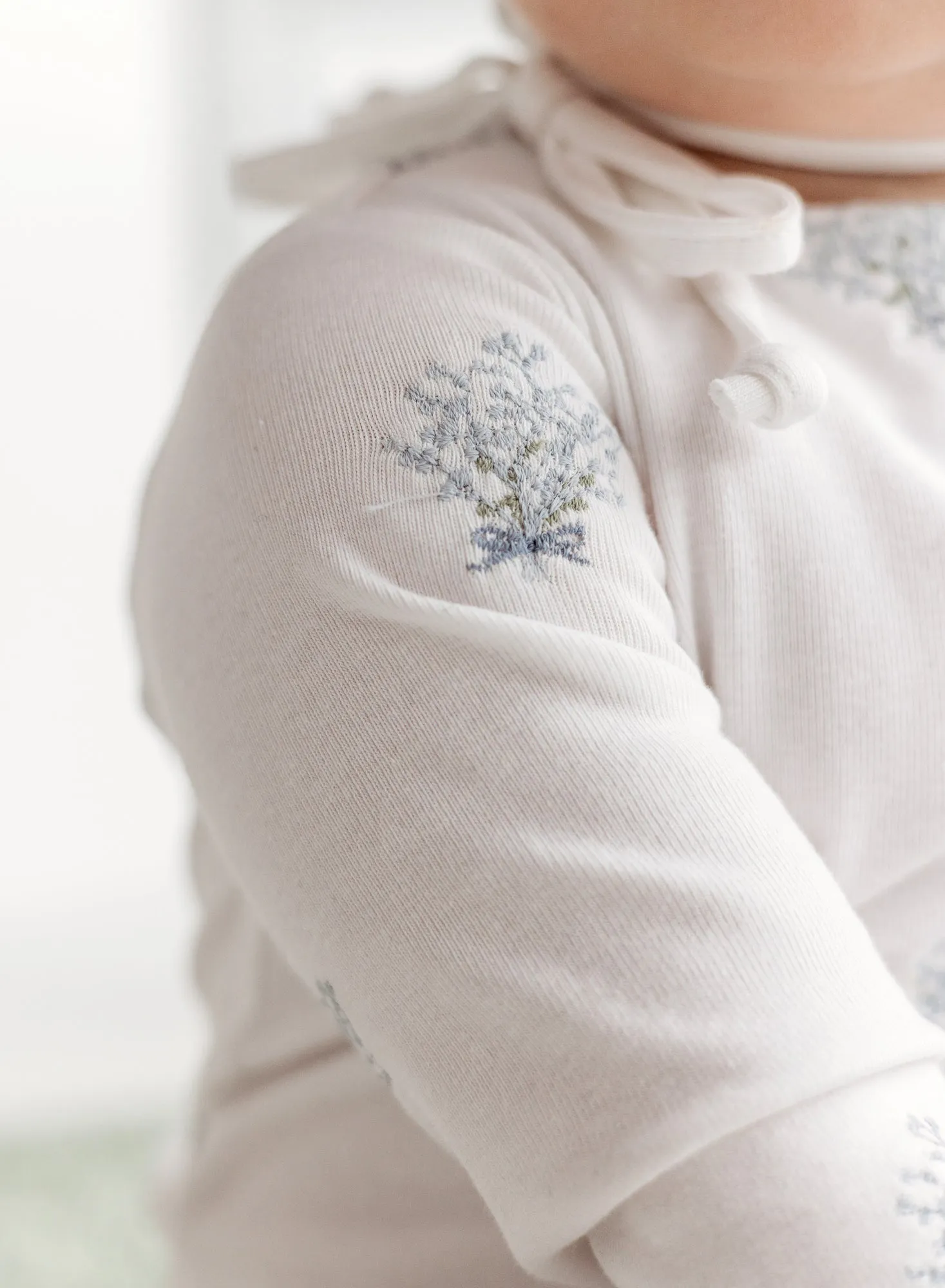 Baby's Breath Light Blue Footie   Bonnet by Citrine