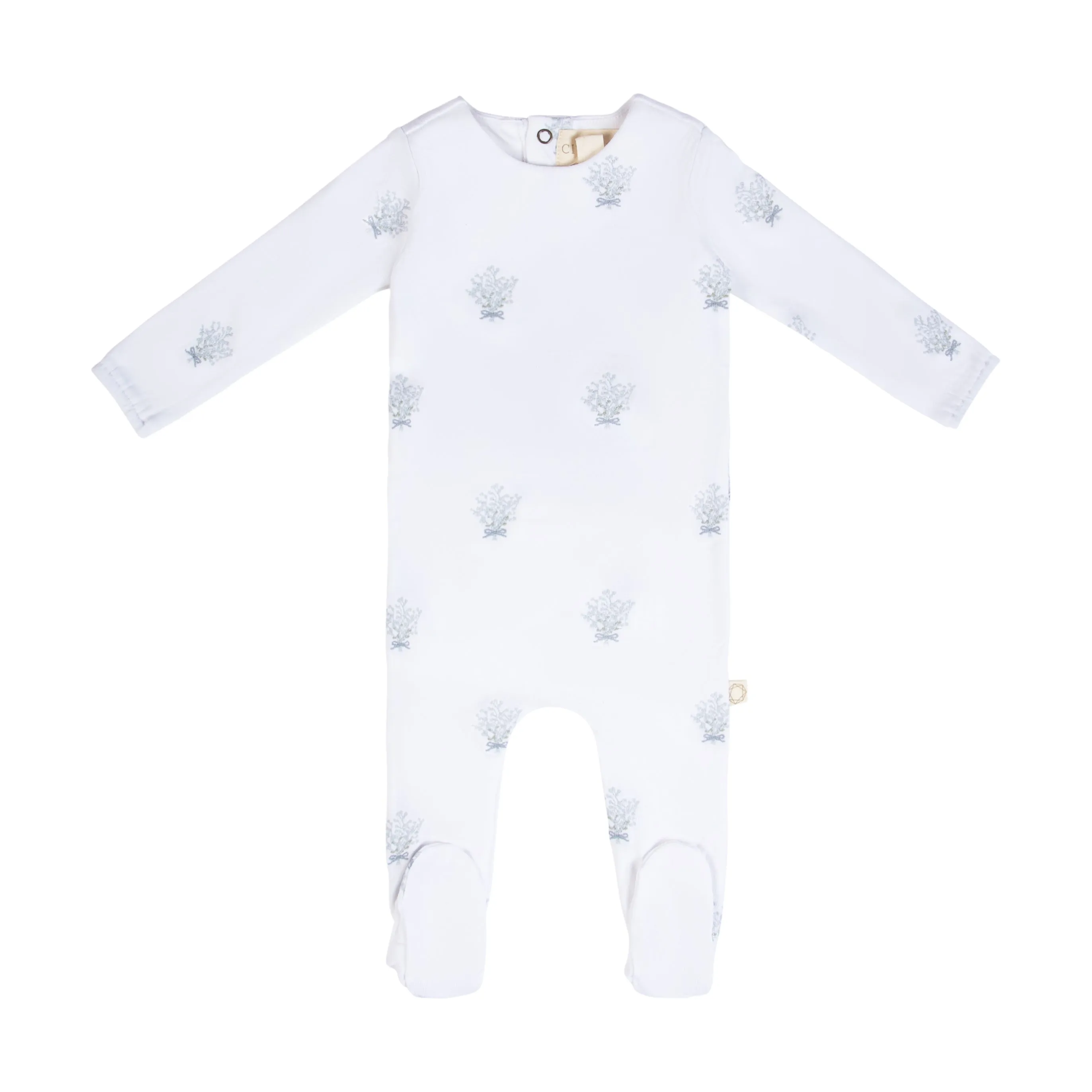 Baby's Breath Light Blue Footie   Bonnet by Citrine
