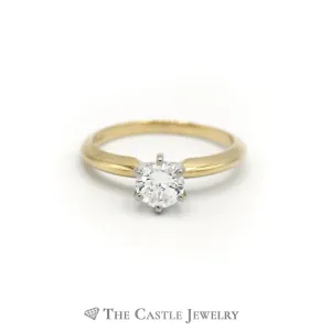 Beautiful .75ct Round Brilliant Cut Diamond Engagement Ring in 14K Yellow Gold