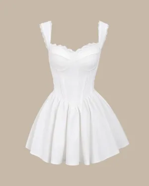 Bettydress-White Sweetheart Neck Corset Slip Mini Dress