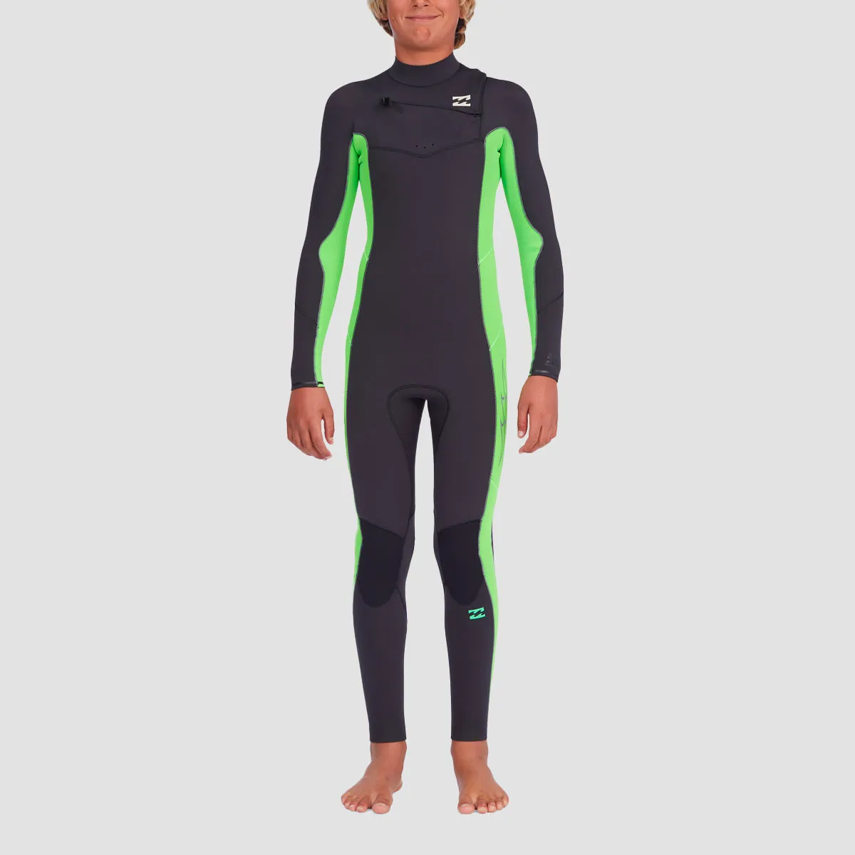 Billabong Absolute 3/2mm Chest Zip Wetsuit Neon Green - Kids