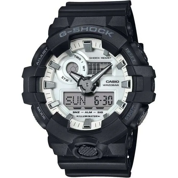 CASIO G-SHOCK BLACK AND BRILLIANT WHITE SERIES ANALOG DIGITAL DIAL MEN WATCH GA-700WD-1AJF