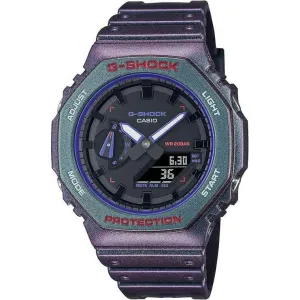 CASIO G-SHOCK BLUETOOTH ANALOG DIGITAL DIAL PURPLE & GREEN MEN WATCH GA-2100AH-6AJF