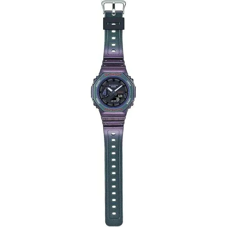 CASIO G-SHOCK BLUETOOTH ANALOG DIGITAL DIAL PURPLE & GREEN MEN WATCH GA-2100AH-6AJF