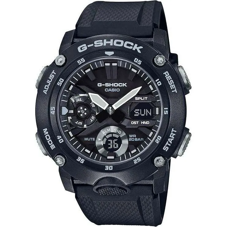 CASIO G-SHOCK CARBON CORE GUARD RUBBER STRAP ALL BLACK MEN WATCH GA-2000S-1AJF