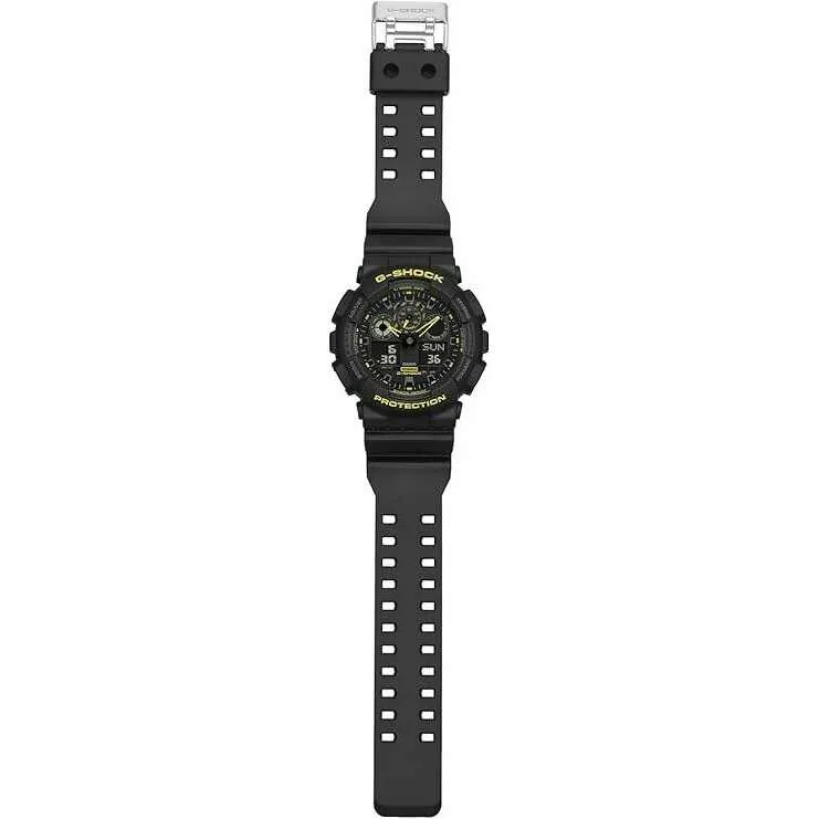 CASIO G-SHOCK DAY-DATE ANALOG DIGITAL DIAL BLACK & YELLOW MEN WATCH GA-100CY-1AJF