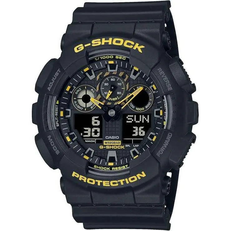 CASIO G-SHOCK DAY-DATE ANALOG DIGITAL DIAL BLACK & YELLOW MEN WATCH GA-100CY-1AJF