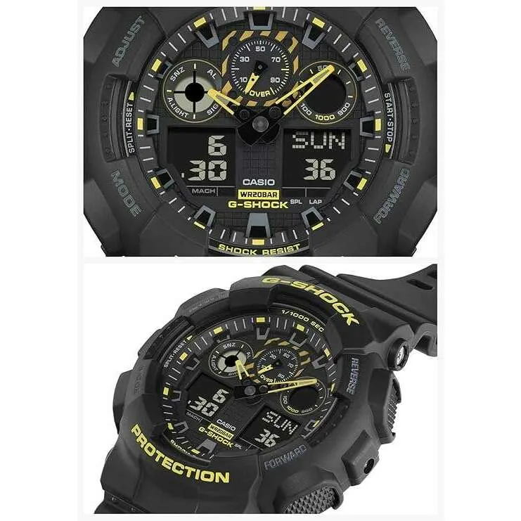 CASIO G-SHOCK DAY-DATE ANALOG DIGITAL DIAL BLACK & YELLOW MEN WATCH GA-100CY-1AJF