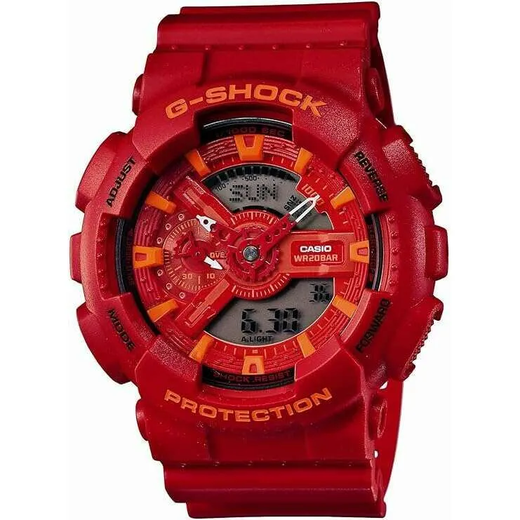 CASIO G-SHOCK DAY-DATE RUBBER STRAP ANALOG DIGITAL DIAL RED MEN WATCH GA-110AC-4AJF