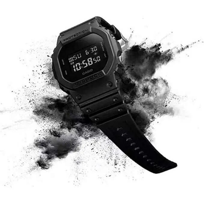 CASIO G-SHOCK DAY-DATE SOLID COLORS BLACK DIGITAL MEN WATCH DW-5600BB-1JF