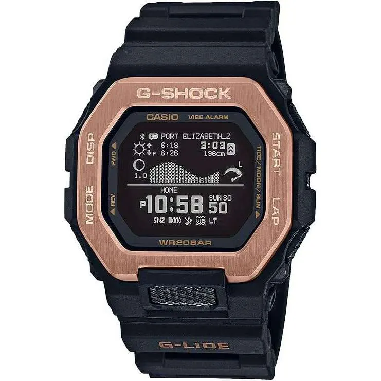 CASIO G-SHOCK G-LIDE DIGITAL BLACK & PINK GOLD MEN WATCH GBX-100NS-4JF