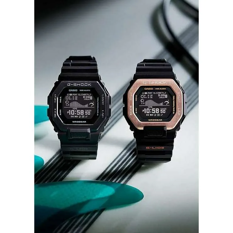 CASIO G-SHOCK G-LIDE DIGITAL BLACK & PINK GOLD MEN WATCH GBX-100NS-4JF