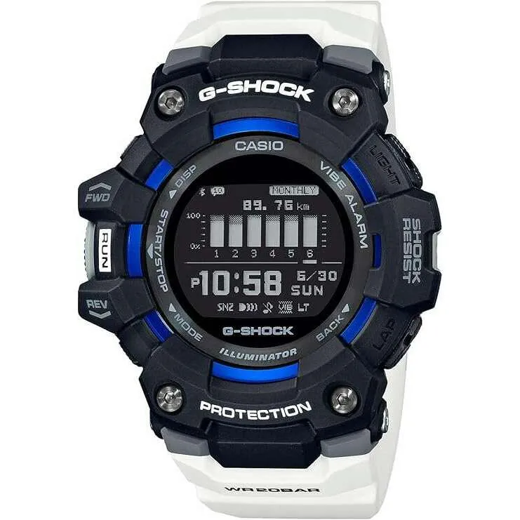 CASIO G-SHOCK G-SQUAD BLUETOOTH WHITE & BLUE DIGITAL MEN WATCH GBD-100-1A7JF