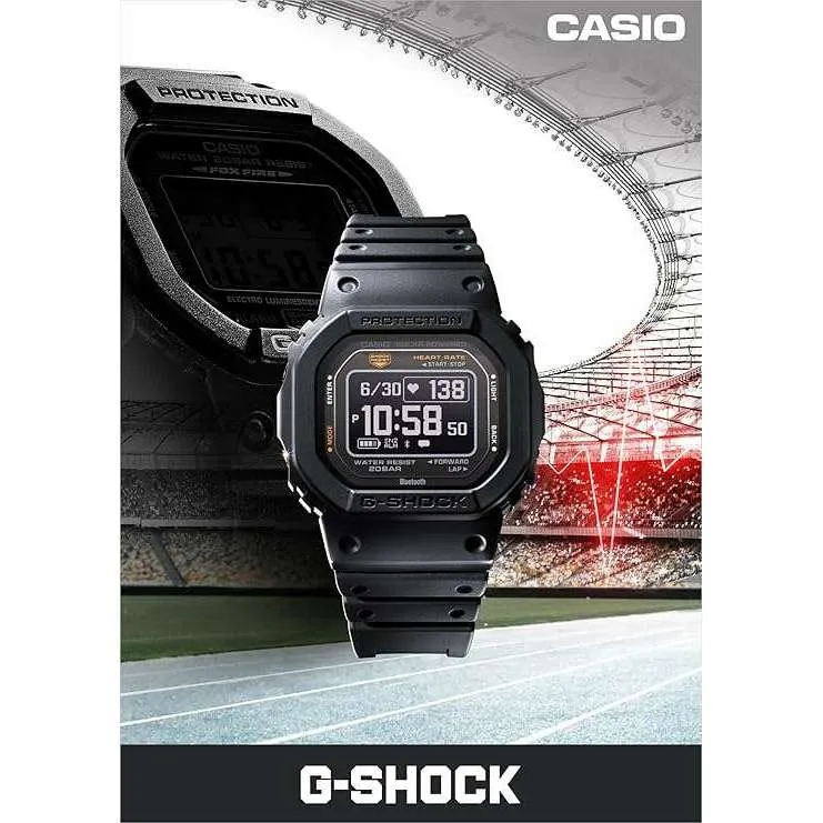 CASIO G-SHOCK G-SQUAD CARDIOMETER BLUETOOTH BLACK RESIN STRAP MEN WATCH DW-H5600MB-1JR