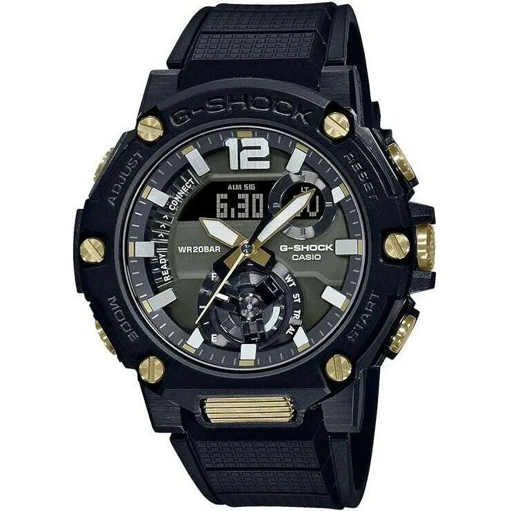 CASIO G-SHOCK G-STEEL SOLAR SMARTPHONE-LINKED BLACK & GOLD MEN WATCH GST-B300B-1AJF