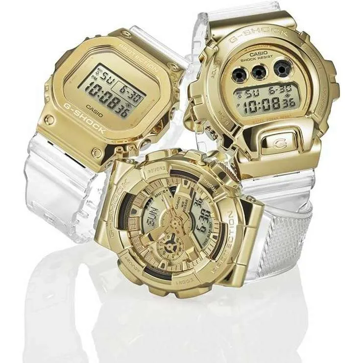 CASIO G-SHOCK METAL COVERED CLEAR & GOLD ANALOG DIGITAL MEN WATCH GM-110SG-9AJF