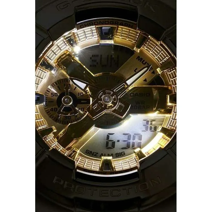 CASIO G-SHOCK METAL COVERED CLEAR & GOLD ANALOG DIGITAL MEN WATCH GM-110SG-9AJF