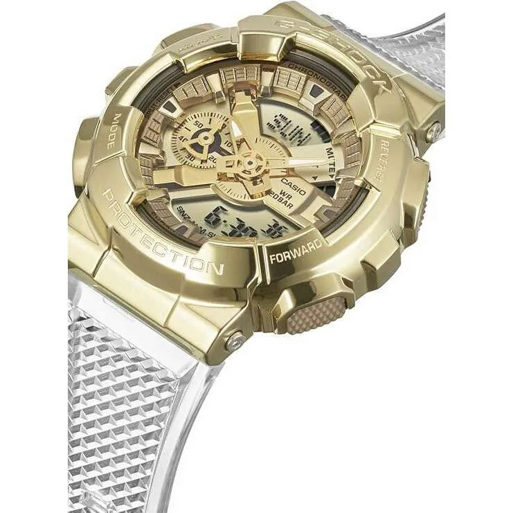 CASIO G-SHOCK METAL COVERED CLEAR & GOLD ANALOG DIGITAL MEN WATCH GM-110SG-9AJF