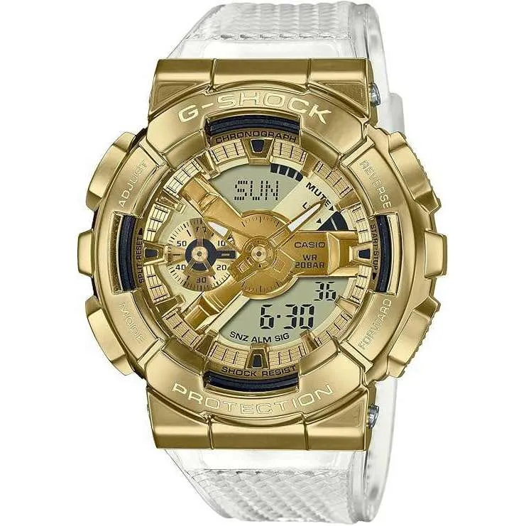 CASIO G-SHOCK METAL COVERED CLEAR & GOLD ANALOG DIGITAL MEN WATCH GM-110SG-9AJF