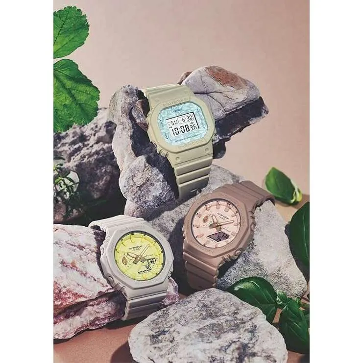 CASIO G-SHOCK MID-SIZE MODEL ANALOG DIGITAL BEIGE & YELLOW LADIES WATCH GMA-S2100NC-4AJF