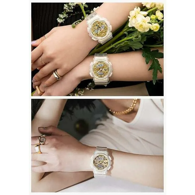 CASIO G-SHOCK MID-SIZE MODEL CLEAR SKELETON GOLD DIAL LADIES WATCH GMA-S110SG-7AJF