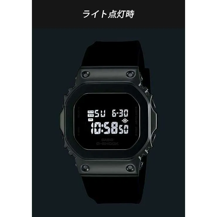 CASIO G-SHOCK MID-SIZE MODEL METAL COVERED DIGITAL BLACK & SILVER LADIES WATCH GM-S5600U-1JF