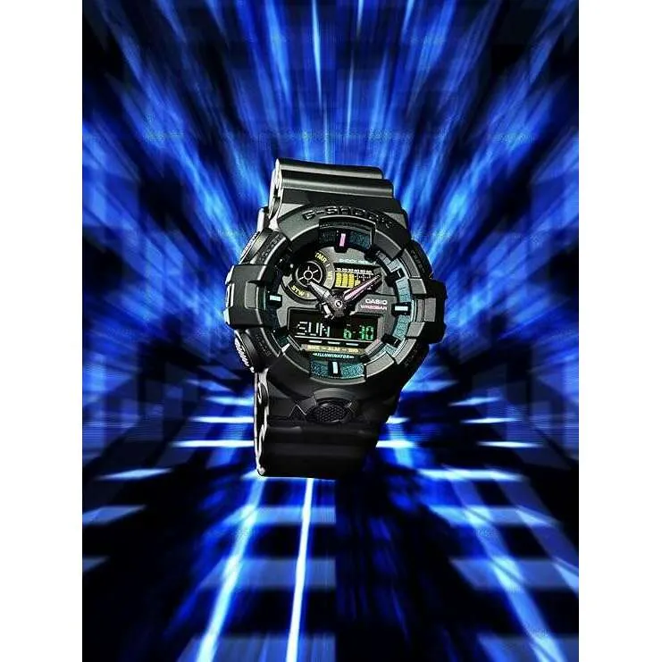 CASIO G-SHOCK MULTI FLUORESCENT COLOR SERIES BLACK RESIN STRAP MEN WATCH GA-700MF-1AJF