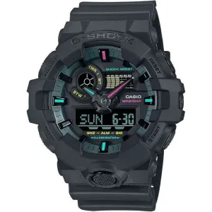 CASIO G-SHOCK MULTI FLUORESCENT COLOR SERIES BLACK RESIN STRAP MEN WATCH GA-700MF-1AJF