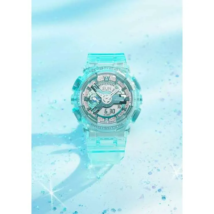 CASIO G-SHOCK WEB-EXCLUSIVE ANALOG DIGITAL BLUE GREEN LADIES WATCH GMA-S110VW-2AJF