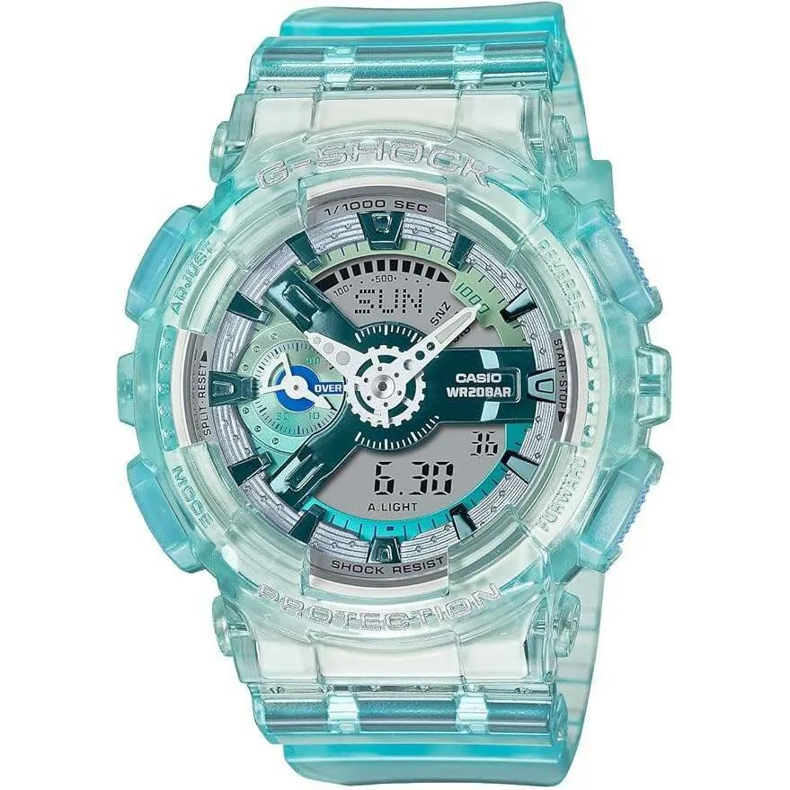 CASIO G-SHOCK WEB-EXCLUSIVE ANALOG DIGITAL BLUE GREEN LADIES WATCH GMA-S110VW-2AJF