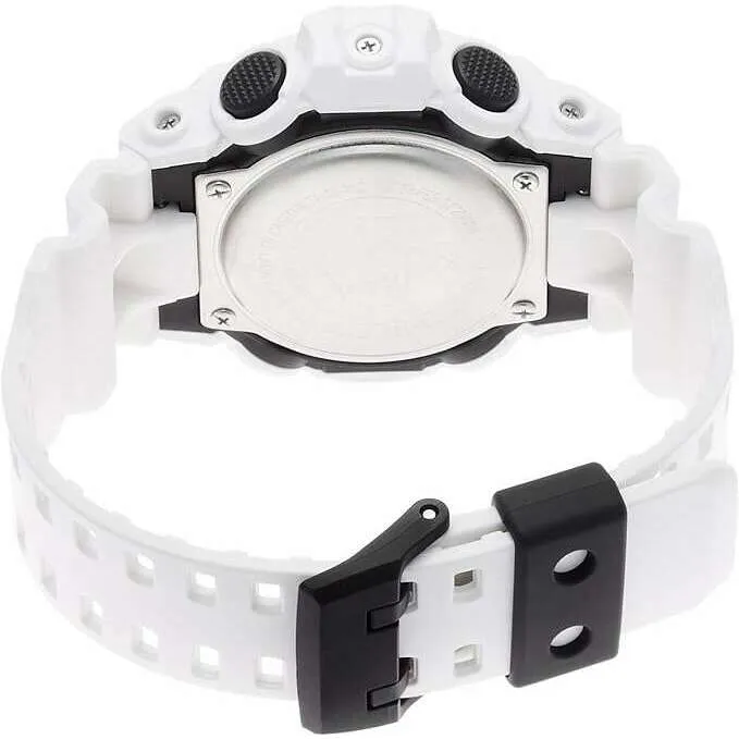 CASIO G-SHOCK WHITE RUBBER STRAP ANALOG DIGITAL BLACK DIAL MEN WATCH GA-700-7AJF