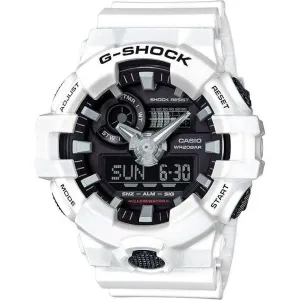 CASIO G-SHOCK WHITE RUBBER STRAP ANALOG DIGITAL BLACK DIAL MEN WATCH GA-700-7AJF