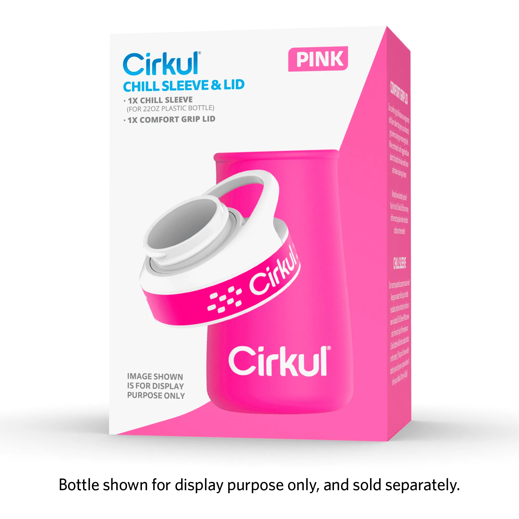 Cirkul Chill Sleeve & Comfort-Grip Lid for 22oz Bottle Color, Pink