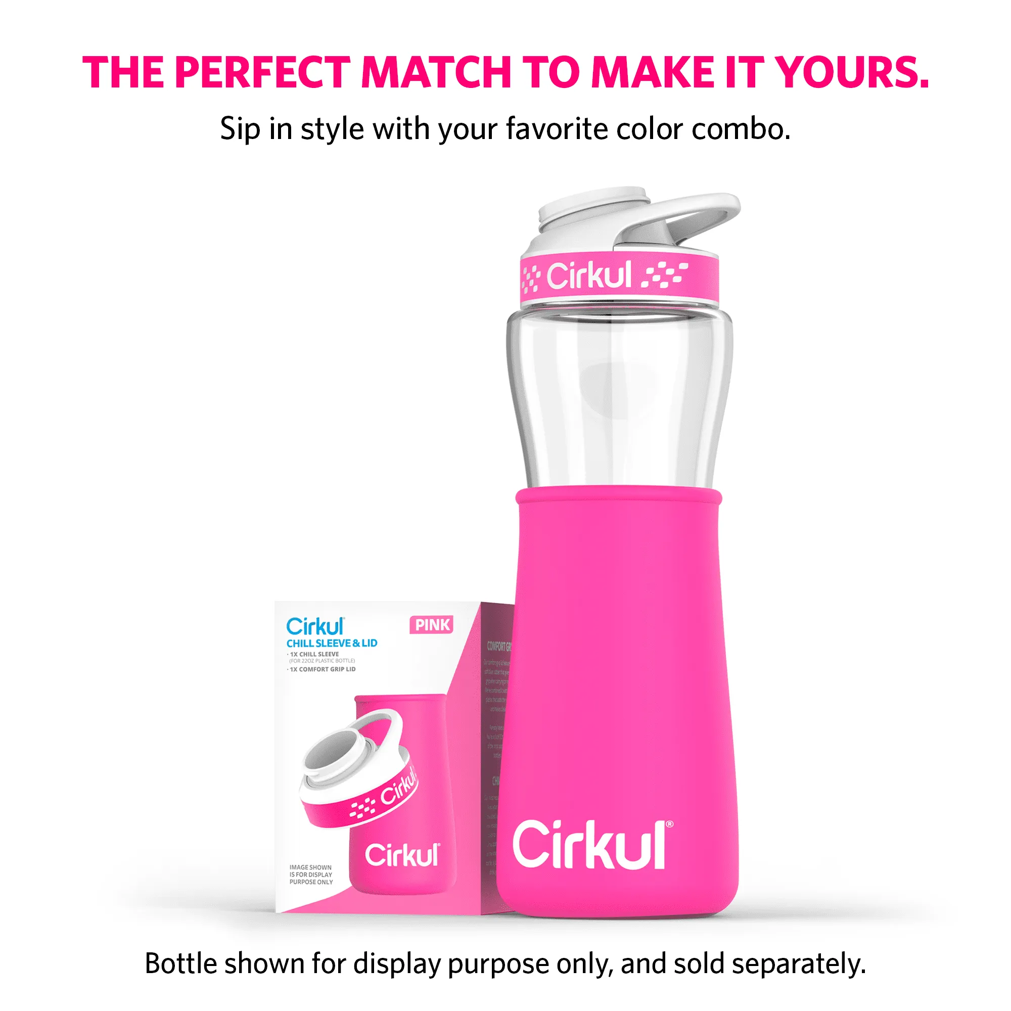 Cirkul Chill Sleeve & Comfort-Grip Lid for 22oz Bottle Color, Pink