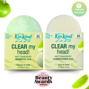 CLEAR my head! Anti Dandruff Shampoo bar   Conditioner Bar for flaky scalp. Saves 4 plastic bottles!