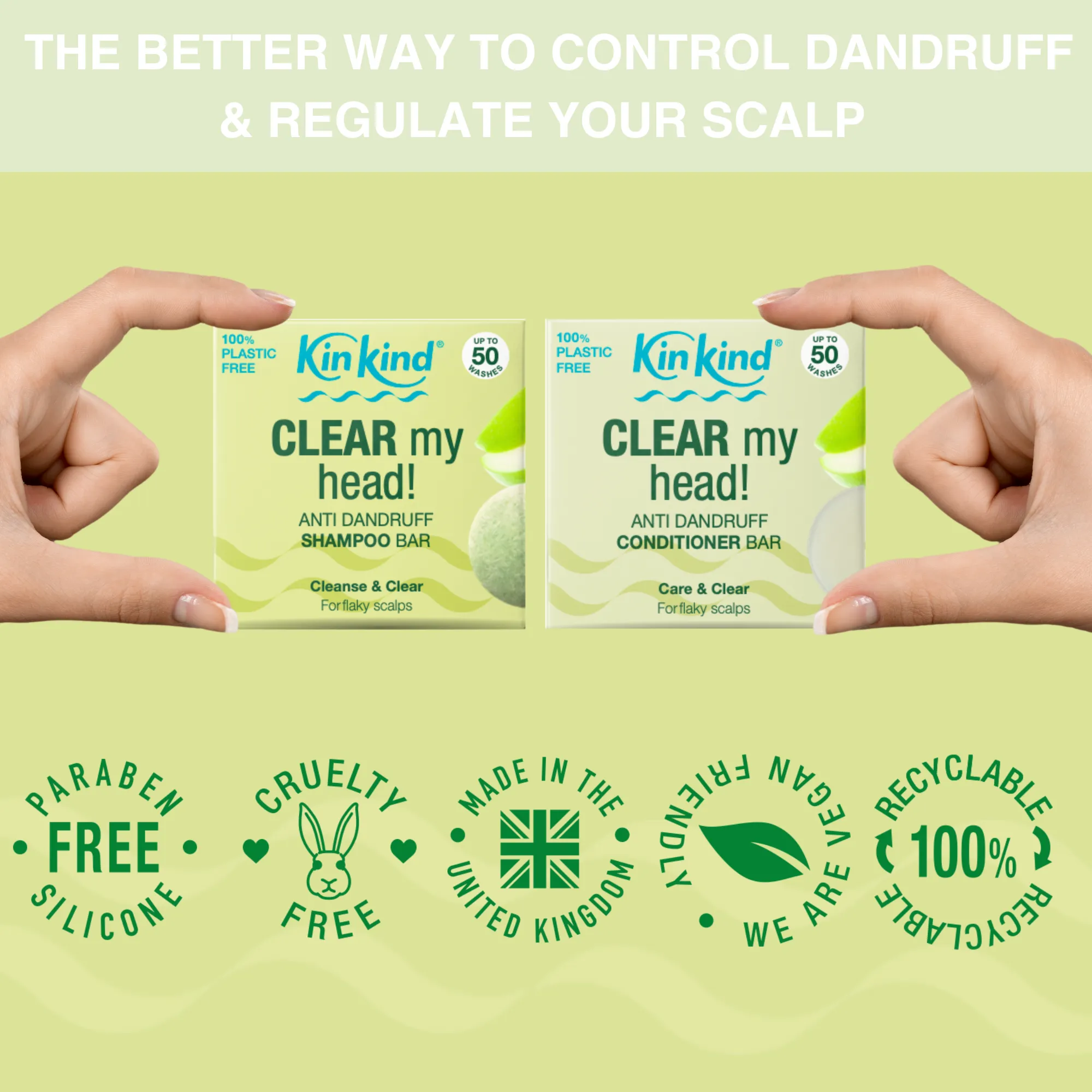 CLEAR my head! Anti Dandruff Shampoo bar   Conditioner Bar for flaky scalp. Saves 4 plastic bottles!
