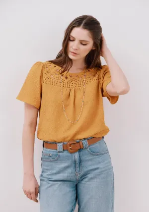 Combined Guipure Top - Yellow/gold