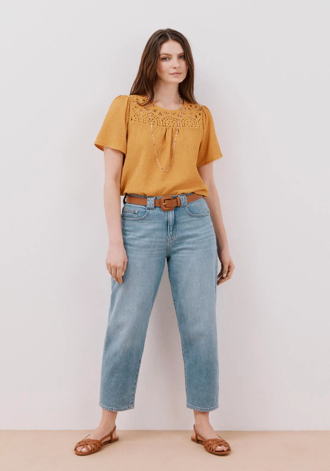Combined Guipure Top - Yellow/gold