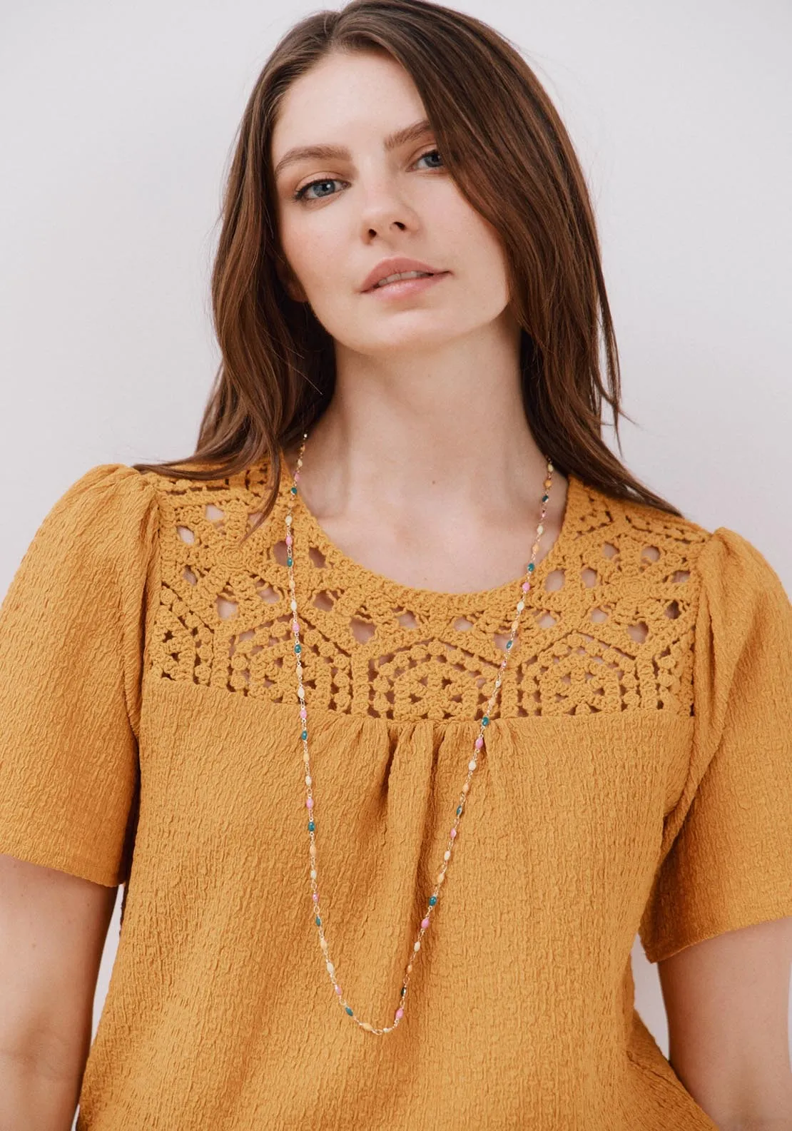 Combined Guipure Top - Yellow/gold