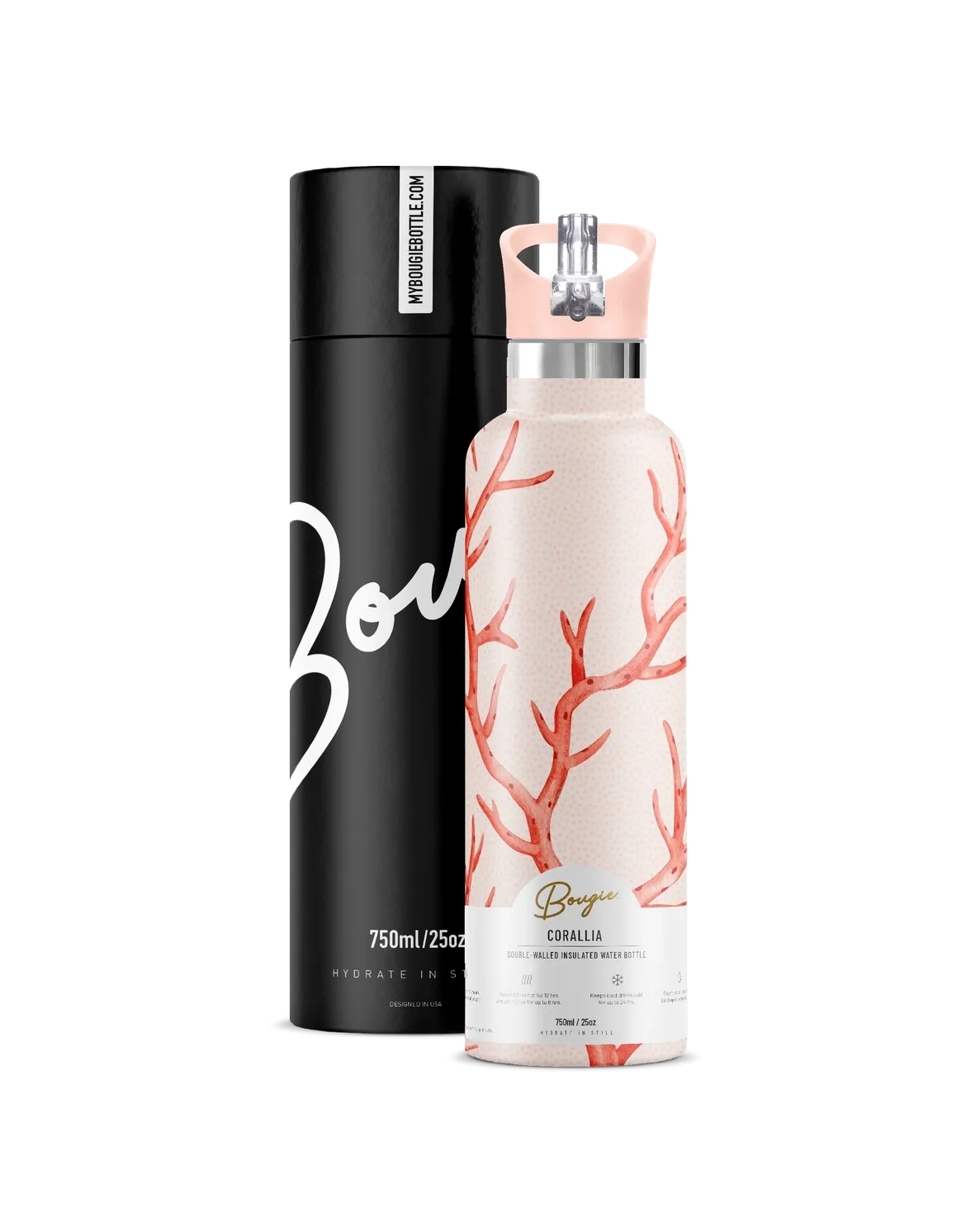 Corallia Coral - Peach 25 oz Insulated Water Bottle
