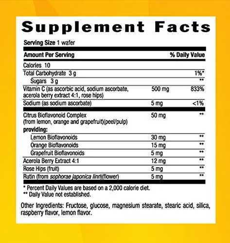 Country Life Acerola 500 mg Masticable Vitamina C Complejo - 90 Obleas