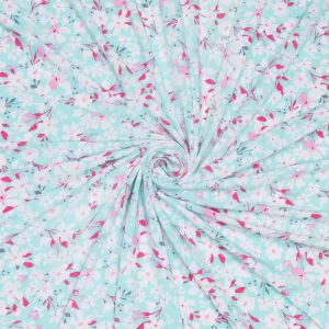 Dty Printed Stretch Fabric Turq White Floral
