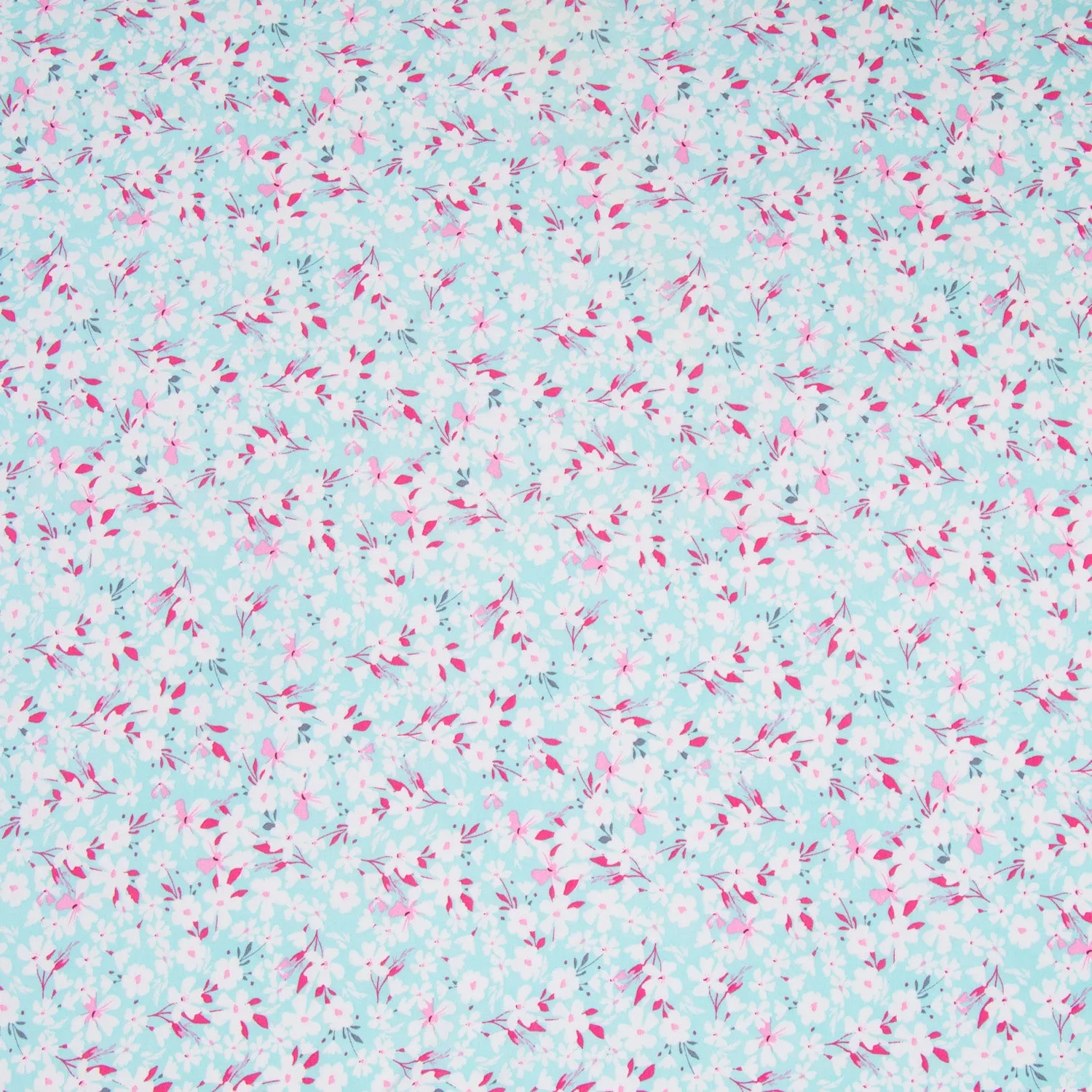 Dty Printed Stretch Fabric Turq White Floral